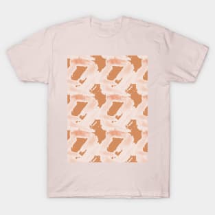 Beige intricate fragments on a brown surface. T-Shirt